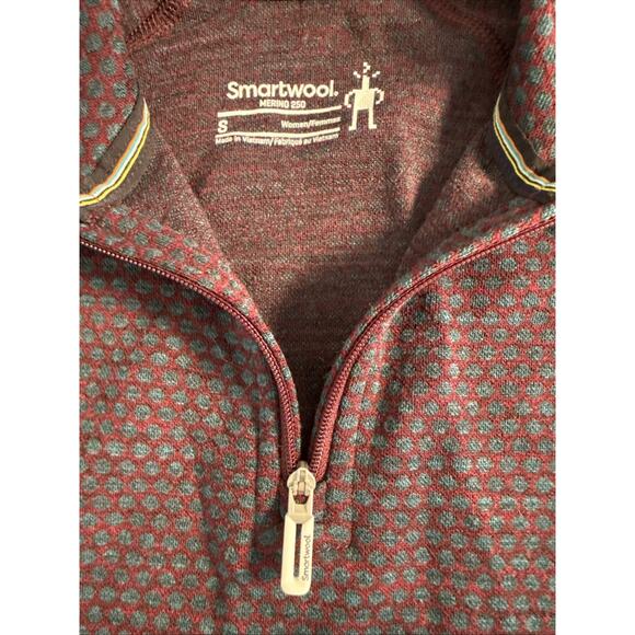 Smartwool Women's Classic Thermal Merino 1/4 Zip Base Layer - Black Cherry Dot S - Picture 2 of 8